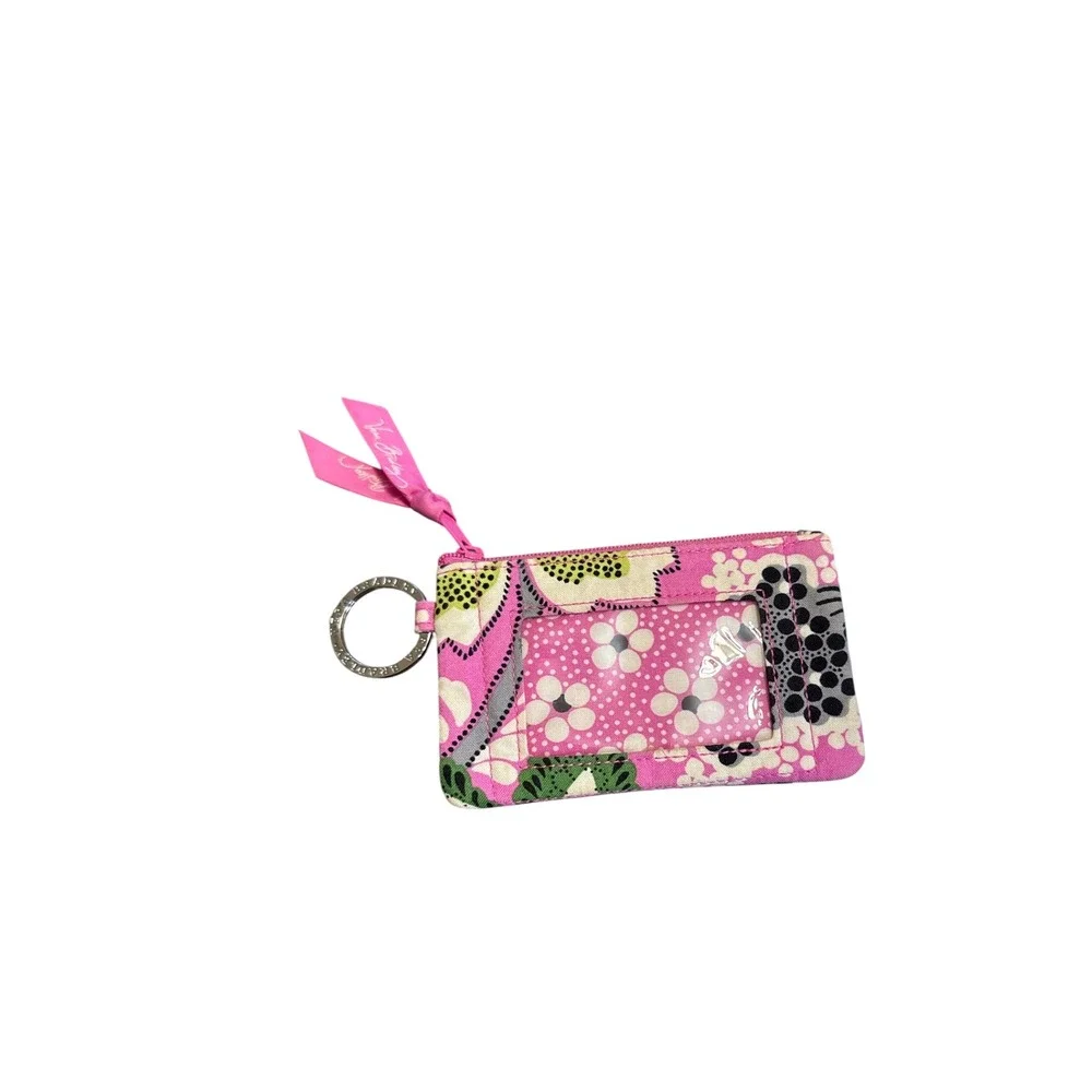 Vera Bradley Zip ID Priscilla Floral Quilted Cotton Wallet Keychain Card Holder